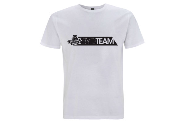 Backyard Design T Shirt BYD Team Logo Weiss White Front BYD Clothing Motocross MX Tee